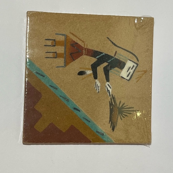 Native Navajo Sand Art Painting E Yazzie Signed Kachina Southwest New Mexico NIP - Picture 2 of 9